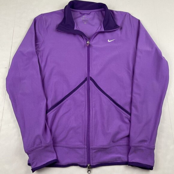 Nike Dri Fit Active Jacket Women’s M Full Zip Lightweight Poly Stretch Run Hike - Picture 1 of 12